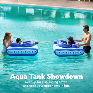 Bouée gonflable en forme de char pour enfants avec pistolet à eau, jouet de combat aquatique pour les fêtes estivales à la piscine - Product Image 4