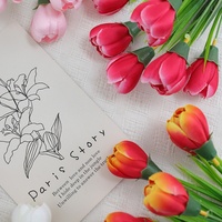 Buket Tulip Sutra Buatan 6 Bunga untuk Dekorasi Meja Ruang Tamu, Hiasan, dan Perlengkapan Rumah