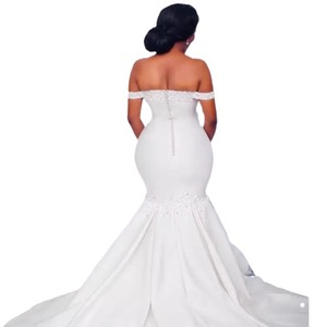 Off Shoulder Mermaid Wedding Dress <b>White</b> <b>Lace</b> Sweetheart Neckline Natural Waistline For African Brides - Product Image 5
