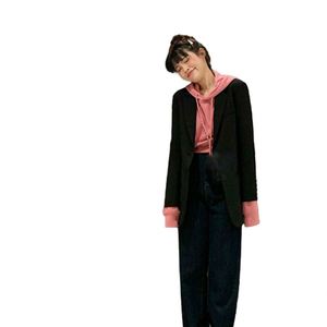 Jean Jacket for Ladies Spring Mixed Plaid Checks Women Blazer/ <strong>2022</strong> Splicing Denim Double Breasted, Office Wear - Product Image 6