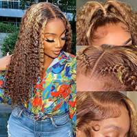 Perruques sans colle 100% cheveux humains couleur P4/27 Piano, bouclées, ondulées, avec dentelle 13x4 pré-épilée, cheveux vierges indiens pour femmes noires