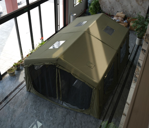 Tente gonflable en tissu TC vert épaissi 17,28 m², imperméable, coupe-vent, gonflage automatique rapide, une chambre familiale - Product Image 2