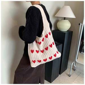 Bolsos de Mano de Fábrica I-0667, Bolso de Hombro de Punto Sólido Personalizado, Bolso de Mano Tejido a Crochet, Cierre Abierto, Poliéster - Product Image 2
