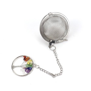 Handmade chip đá cây của cuộc sống thép không gỉ Bóng lưới trà lọc thạch anh tím Tiger Eye thạch anh cây cuộc sống trà Infuser - Product Image 6