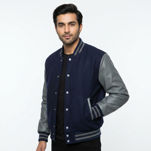 Custom Logo Men's Wool Baseball Leather Sleeves Quilted Varsity Jacket for Winter Wholesales Price Fashion Varsity Jacket - Product Image 1