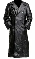 Manteau long en cuir PU noir de style allemand pour homme, uniforme classique
