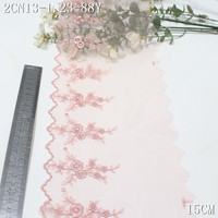 Bordure en dentelle de tulle brodée florale blanche de 15 cm, dentelle festonnée pour la production et la décoration de vêtements, robes et poignets de manches