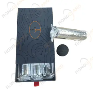 HongQiang beş parça hediye kutusu kömür tabletler anında ışık OEM ahşap siyah dumansız el yapımı Al folyo tütsü kömür