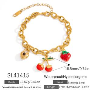 New Women's 18K Gold Color Titanium Steel Single Pendant Trendy <b>Charm</b> Bracelet for Anniversary - Product Image 6