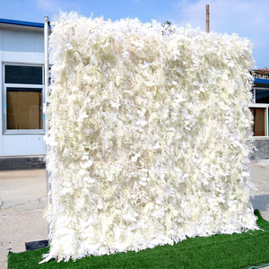 Airy Textured Silk Flower <b>Wall</b> <b>Panel</b> In Pure White For Wedding Commercial Space Layout Arrangement - Product Image 1