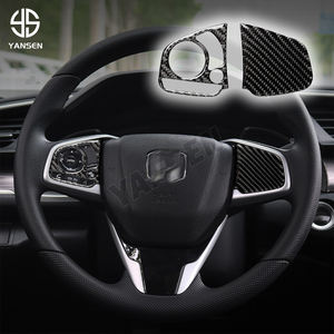 Adesivo Decorativo in Vera Fibra di Carbonio per Pannello Pulsanti del Volante per <span class=keywords><strong>Honda</strong></span> <span class=keywords><strong>Civic</strong></span> 10a Generazione 2016-2019 - Product Image 2