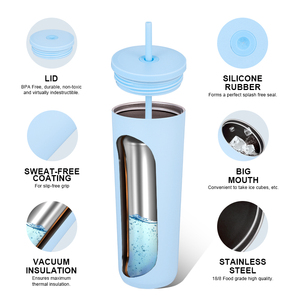 Mug à café en acier inoxydable avec paille, logo personnalisable, portable et écologique, disponible en plusieurs styles. - Product Image 4