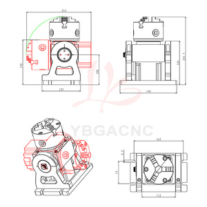 Cabezal de indexación de eje A giratorio CNC con ángulo ajustable de 100mm y 3 mordazas para fresadora CNC de marcado láser - Product Image 6