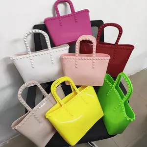 cheap price fashion women ladies waterproof handbag summer plain solid pvc hand tote beach bags 2021 women summer
