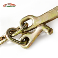 Chaîne en acier galvanisé G70 de 5/16 po, robuste, longueur 12 pi, crochets en J de 15 po, pour remorquage, transport, chaîne en V, chaîne de traînage, jaune/argent