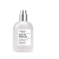 Flacon pulvérisateur en verre de luxe vide de 30 ml et 50 ml avec couvercle rond en bois, épaule ronde, flacon de parfum en verre transparent givré