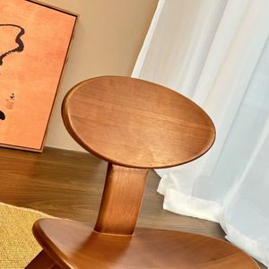 Tabouret en bois massif couleur noyer, chaise moderne minimaliste pour enfants avec dossier, pour usage domestique - Product Image 2