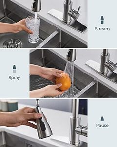<strong>Single</strong> <strong>Handle</strong> High Arc Brushed Nickel <strong>Kitchen</strong> <strong>Faucet</strong> Stainless Steel Sink <strong>Faucets</strong> Pull <strong>Sprayer</strong> 1-3 Hole <strong>Kitchen</strong> <strong>Faucets</strong> - Product Image 3