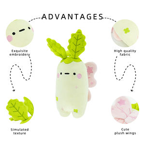 Jouets en peluche personnalisés en forme de fruits et légumes, adorable radis blanc gras en peluche, poupée lestée avec des billes, poupée en peluche très rembourrée avec des billes - Product Image 5