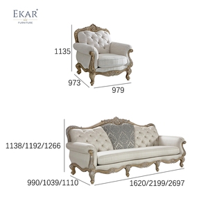 Canapé en bois sculpté à la main EKAR <span class=keywords><strong>Savoy</strong></span> Estate avec panneau central en damassé capitonné - Product Image 6