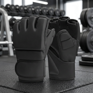 Gants de sport demi-doigts en nylon et élasthanne avec fermeture auto-agrippante à compression pour le soutien des mains et des poignets des patients atteints d'arthrite - Product Image 5