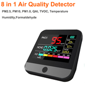 Détecteur de formaldéhyde 8 en 1, analyseur HCHO PM2.5 TVOC, compteur de diagnostic de la poussière, moniteur de qualité de l'air