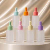 Flacon compte-gouttes en verre givré de 30 ml et 50 ml avec bouchons multicolores, flacons de sérum de luxe avec pipette, emballage cosmétique pour huiles essentielles