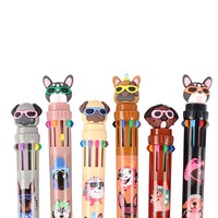 O&Q Offre Spéciale Stylos Bille Fantaisie en Plastique Tendance Kawaii Motif Chien de Dessin Animé 0,7 mm 10 Couleurs Encre Gel pour Bureau