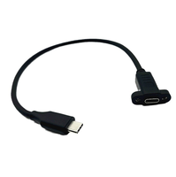 PD 100W charge rapide USB C mâle vers USB C femelle câble d'extension vidéo 4K avec câble de montage sur panneau à vis de verrouillage