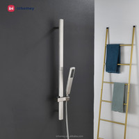 Ensemble de robinetterie de douche à installation facile avec mitigeur, finition nickel brossé, barre coulissante, en acier inoxydable 304, pour douche pluie, idéal appartement