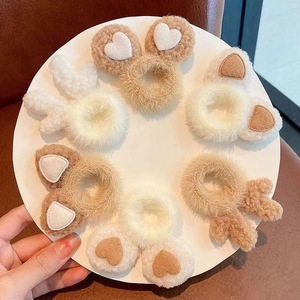 Autumn and winter children's cartoon cute antler ears plush hair <b>ring</b> rabbit ears plush hair rope <b>rubber</b> band headdress - Product Image 3