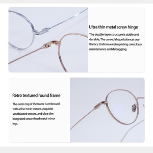 Montura de Gafas Redondas de Titanio Puro al por Mayor de Fábrica, Montura Óptica Vintage de Borde Delgado para Gafas Graduadas de Miopía - Product Image 5