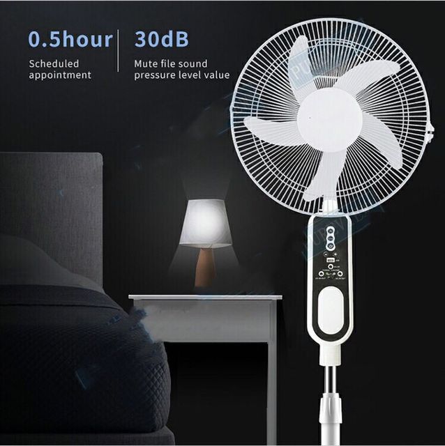 Teyoza Direct Factory BLDC Motor Solar Electric Standing Fan 6.4v Stepless 5 Speed 16/18inch DC Solar Floor Fan