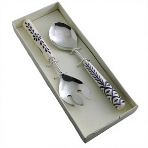 Eco-friendly 18/8 Stainless Steel Salad <b>Server</b> With Resin Handle Tableware Set Kitchen Tools Wedding Decor Table Setting Cutlery - Product Image 1