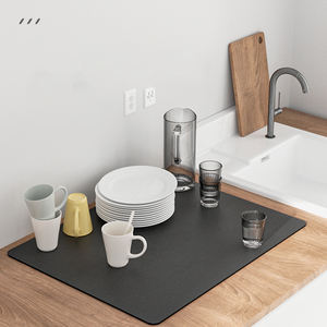 Alfombras de baño de secado rápido con superficie de cuero PU FF1647, <span class=keywords><strong>alfombrilla</strong></span> absorbente de fácil limpieza para secar platos, <span class=keywords><strong>alfombrilla</strong></span> de café antideslizante para ocultar manchas - Product Image 5