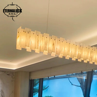 Ventes chaudes - Lustre de table à manger pour hôtel, maison, villa - Luminaire suspendu en albâtre - Style moderne minimaliste - Lampe suspendue LED en marbre