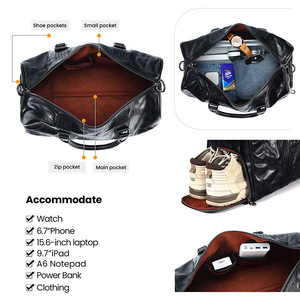Sac de voyage en cuir véritable Dujiang 20-35L grande capacité, sac de sport pour homme, usage professionnel et loisirs - Product Image 4