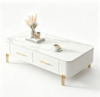 Ensemble table basse et meuble TV en pierre frittée et bois, mobile, décoratif, moderne, luxe léger, pour salon