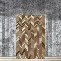 Tapis rectangulaire moderne géométrique en polyester, épaisseur 7 mm, à poils ras, lavable en machine, antidérapant, avec envers non-tissé, entretien facile pour la maison