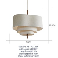 Lustre Moderne Style Antique Français pour Salle à Manger, Chambre Vintage, Lumières Suspendues en Tissu Décoratives
