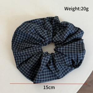 Coleteros de Pelo a Cuadros Vintage, Banda Elástica Ancha para el Cabello para Mujer, Accesorios Retro para el Cabello - Product Image 2