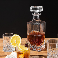 Ensemble de 5 verres à whisky et tequila de haute qualité, carafe à liqueur élégante, bouchon en verre massif orné, bouchon en liège pour jus