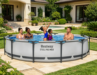 Bastway 56420 Kinder-Rundpool mit Metallrahmen PVC-Spa-Becken Schwimmbecken Schnell Aufzubauen 3,66m X 1,22m Für den Heimgebrauch
