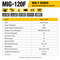 Nouvelle soudeuse portable JUBA MIG-120F Gaz/Sans Gaz MINI IGBT INVERTER MIG/MAG/MMA/TIG Acier inoxydable Garantie 1 an Efficacité 85%