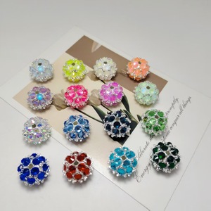 Electroplated Alloy Round <b>Beads</b> With Colored Stones For Jewelry Making DIY Accessories Sphere Shape Loose <b>Beads</b> - Product Image 1