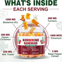 Gummies 6-en-1 à la berbérine et à la cannelle de Ceylan, saveur fruitée, sans sucre, pour adultes, soutien immunitaire et digestif, favorise la santé cardiaque