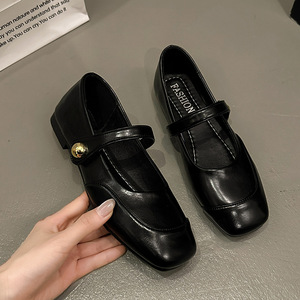 Nouvelles Ballerines 2026 Style Mary Jane Rétro à Bout Ouvert Noir Métallisé – Chaussures Féeriques Élégantes et Confortables pour Femmes - Product Image 2