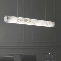 Lustre linéaire en albâtre espagnol naturel, LED à intensité variable, luminaire suspendu de luxe pour restaurant, hôtel, bar, îlot de cuisine, décoration