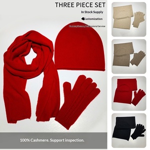 Nouvelle Collection 2026 : Ensemble 3 Pièces en Cachemire Tricoté Rouge Uni (Bonnet, Écharpe <span class=keywords><strong>et</strong></span> <span class=keywords><strong>Gants</strong></span>) – Accessoires d'Hiver pour <span class=keywords><strong>Femme</strong></span> - Product Image 2