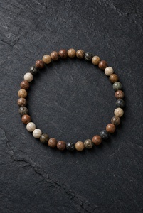 Bracelet en perles de pierres précieuses multicolores, pierres naturelles, billes rondes, bijoux aux tons terreux pour hommes et femmes - Product Image 1